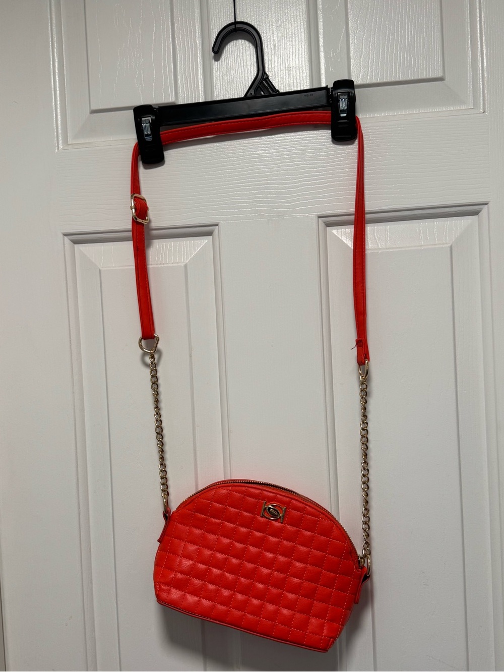 bebe Red Quilted Crossbody with Gold Chain Strap